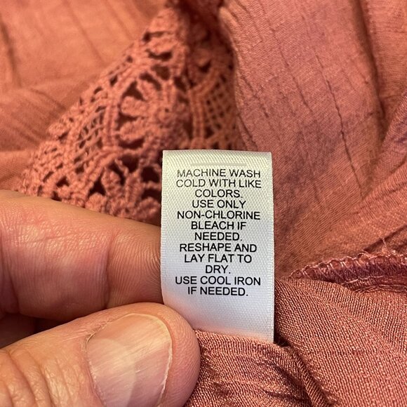 Womens Boho Top 22W 24W Pullover Peasant Flare 3/4 Sleeve Crochet Flowy Tunic - Picture 11 of 12